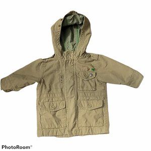 Gap Toddler Army Green Hooded Zip Up Cargo Utility Jacket Size Unisex 12-18 mos.